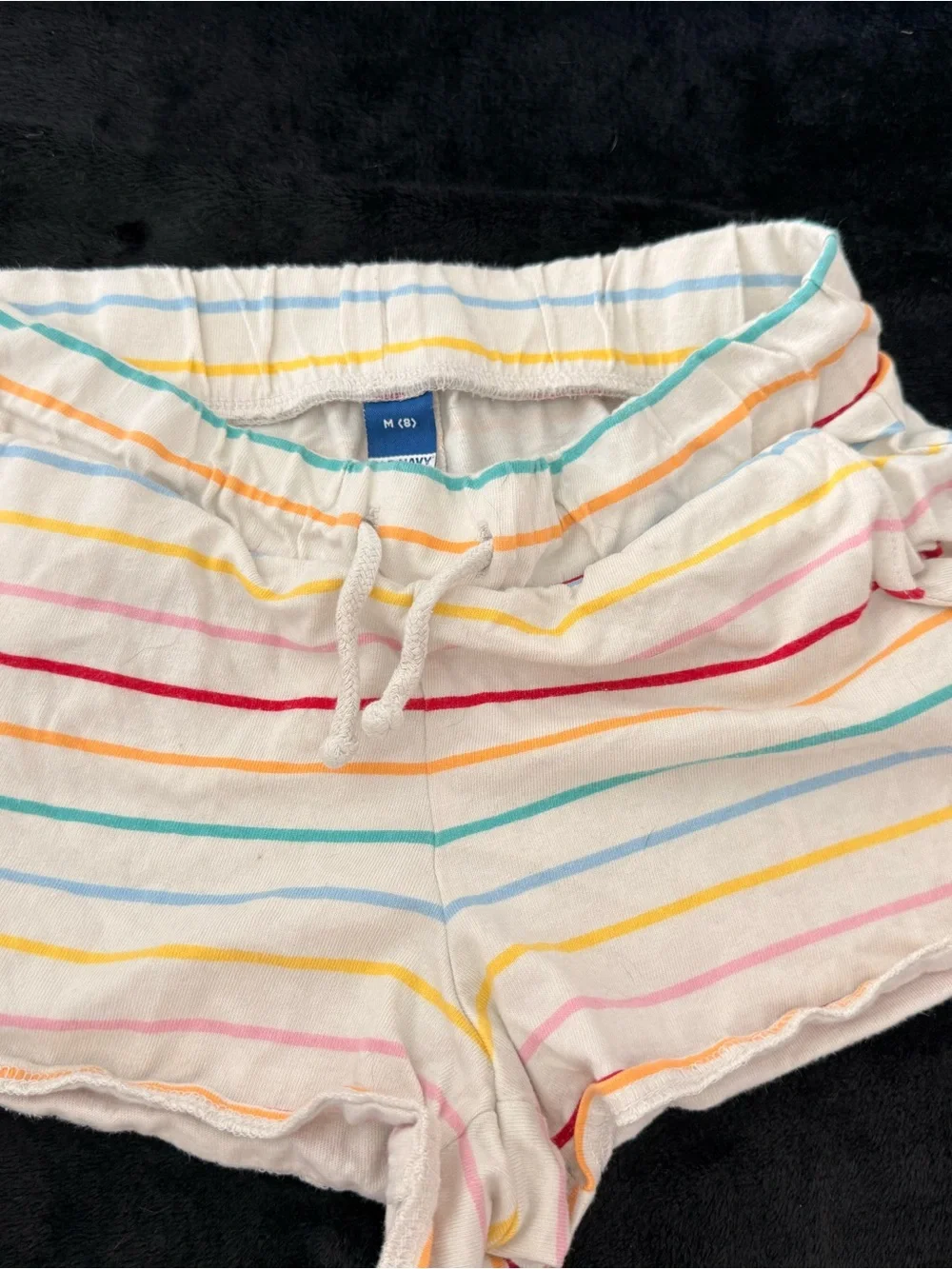 Old Navy Cream Rainbow Stripe Girls' Drawstring Shorts